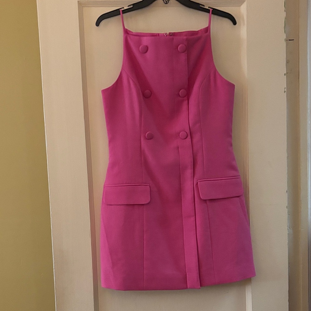 Maeve by Anthropologie Bright Pink Double-Breasted Mini Dress